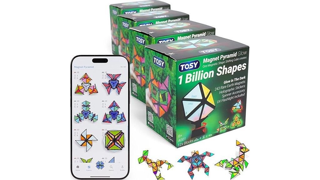 glowing 12 piece magnetic pyramid