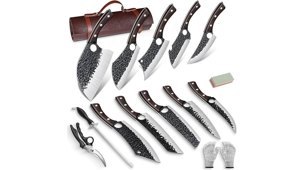 hand forged serbian chef butcher set