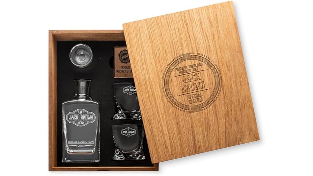 handmade engraved whiskey set