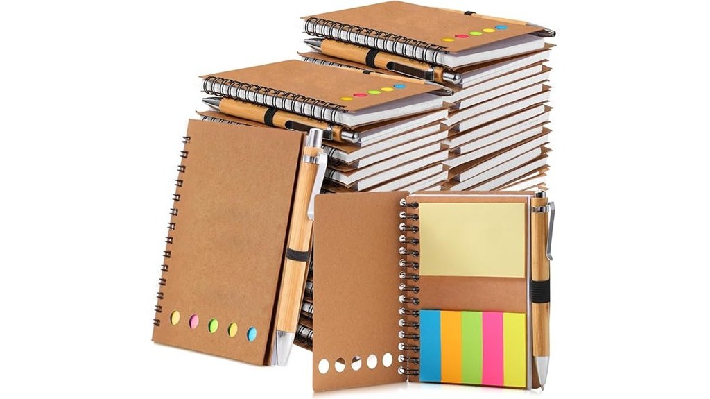 kraft notebook sticky notes pen