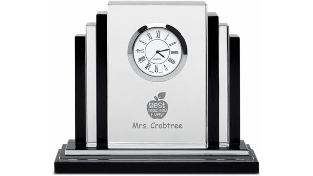 personalized crystal teacher clock