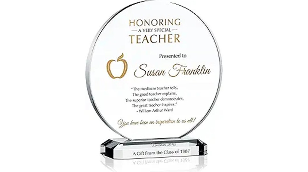personalized teacher crystal plaque