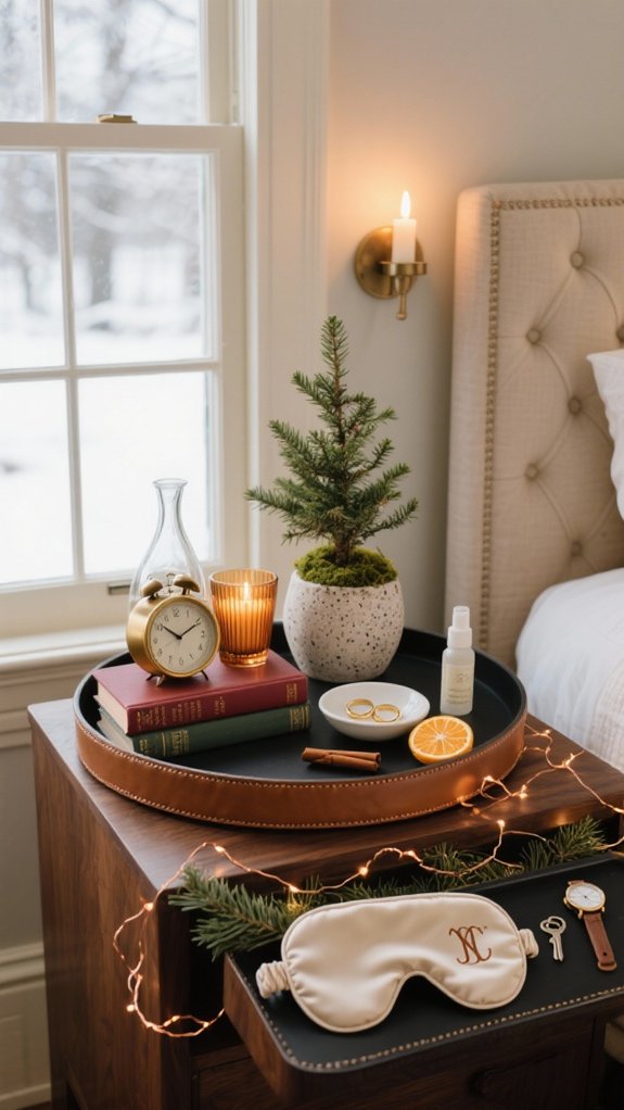 seasonal nightstand styling vignettes