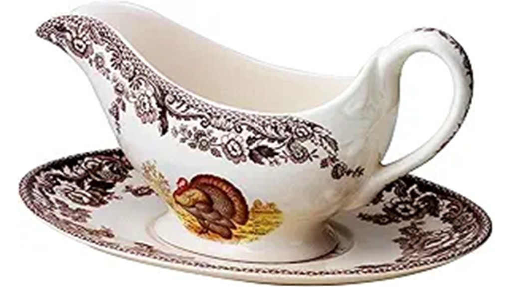 spode woodland turkey sauceboat