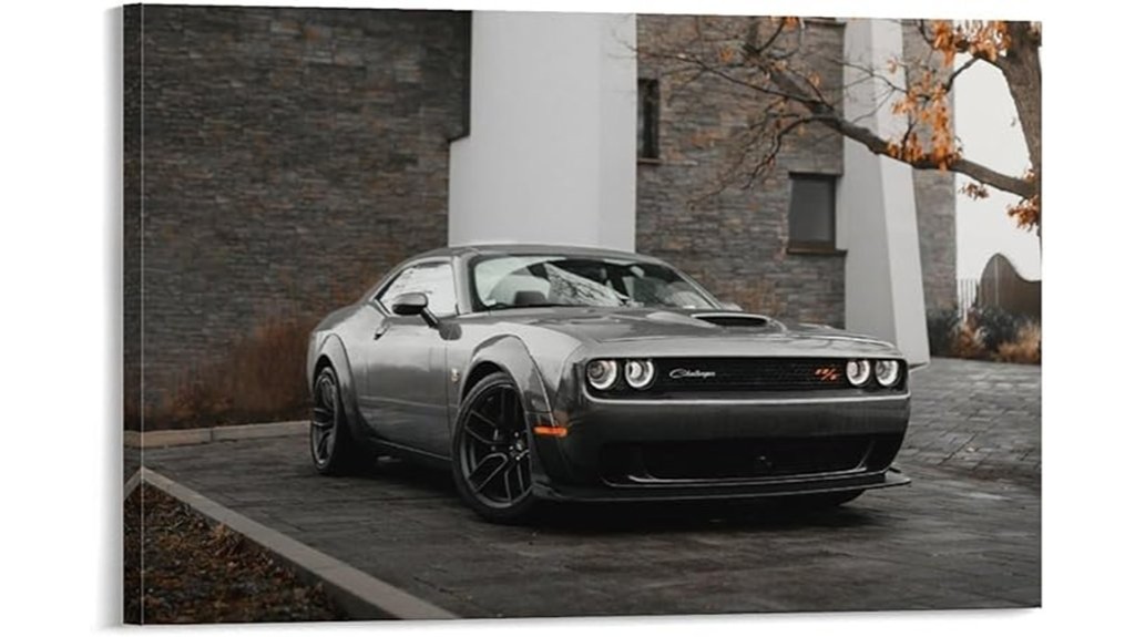 vintage muscle car cityscape