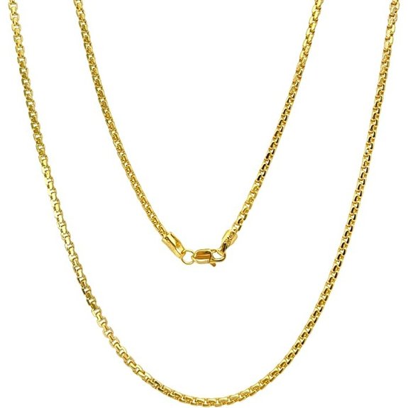 JEWELHEART 14K Real Gold Box Chain Necklace