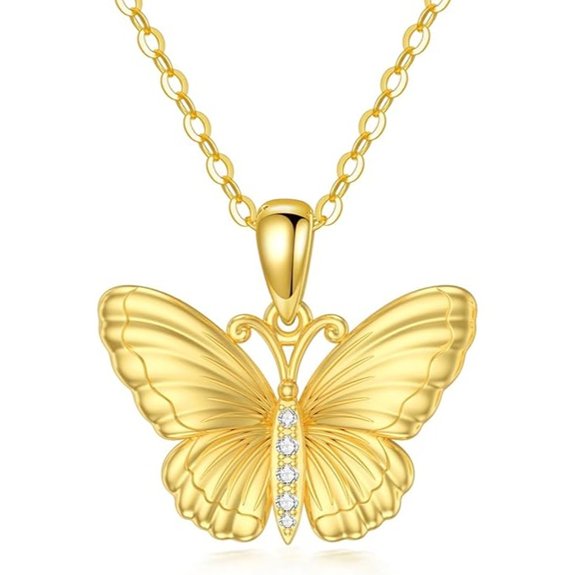 14K Solid Gold Butterfly Necklace for Women