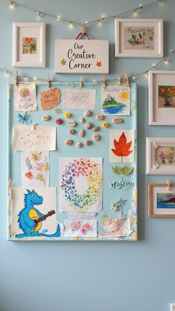 child s art collage display