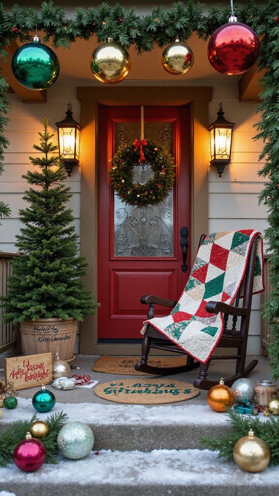 colorful holiday porch decorations
