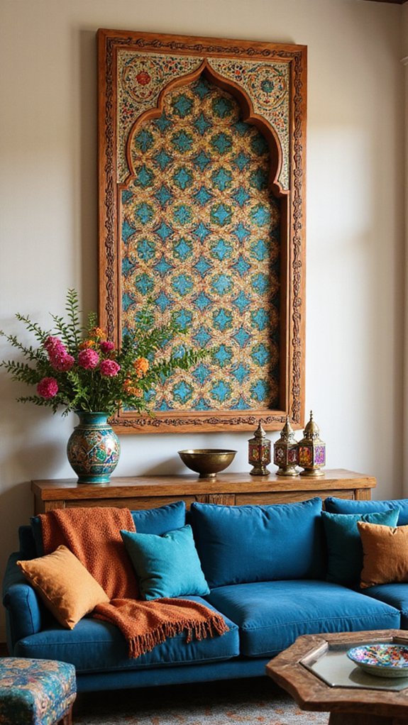 colorful tiles enhance artwork