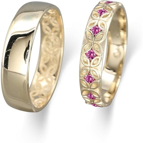 Solid Gold & Sterling Silver Couple Ring Set