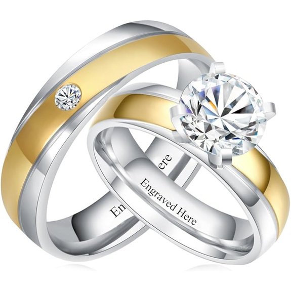 DIYA Personalized Moissanite Wedding Band Set for Couples