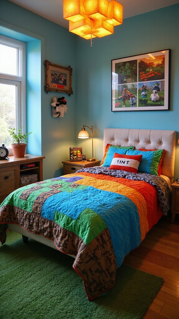 cozy minecraft adventure bedding