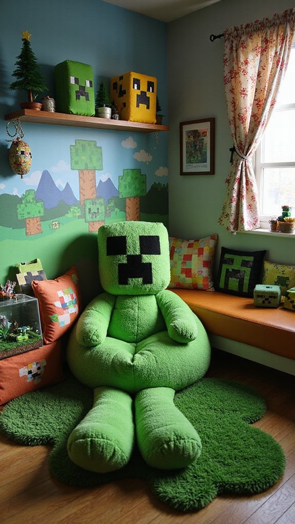 cozy minecraft themed plushies collection