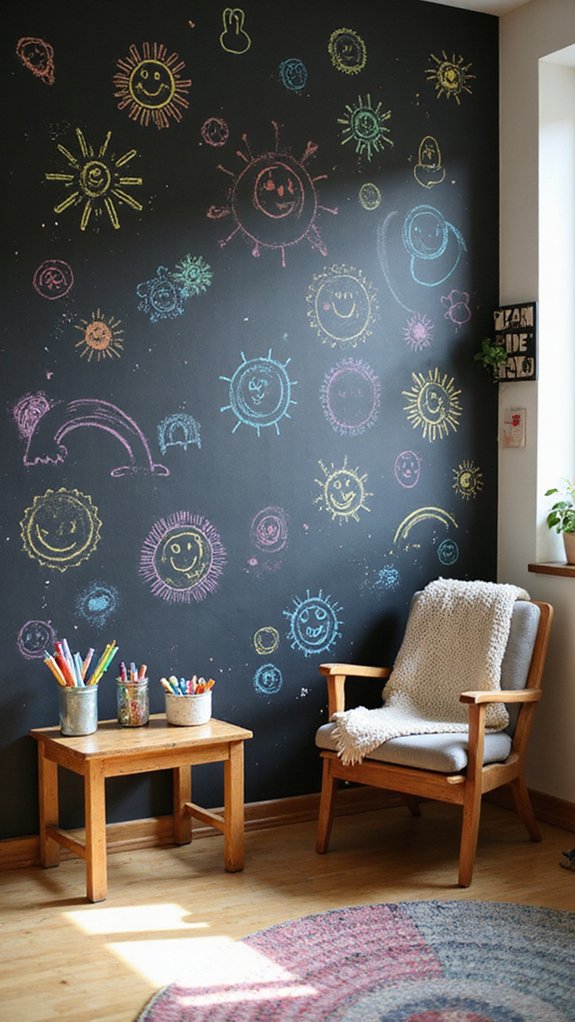 creative chalkboard wall section
