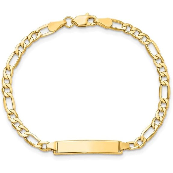 Personalized 14K Yellow Gold Figaro Link ID Bracelet