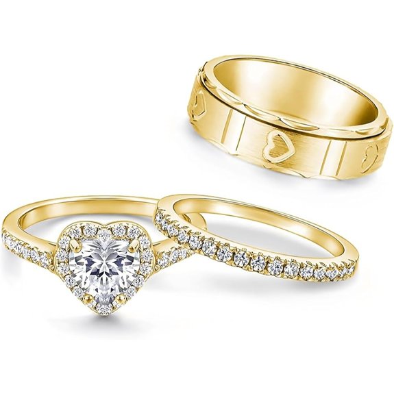 Moissanite Couples Wedding Rings Sets with Free Engraving