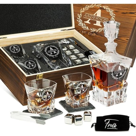 Personalized Whiskey Decanter and Stones Set Gift