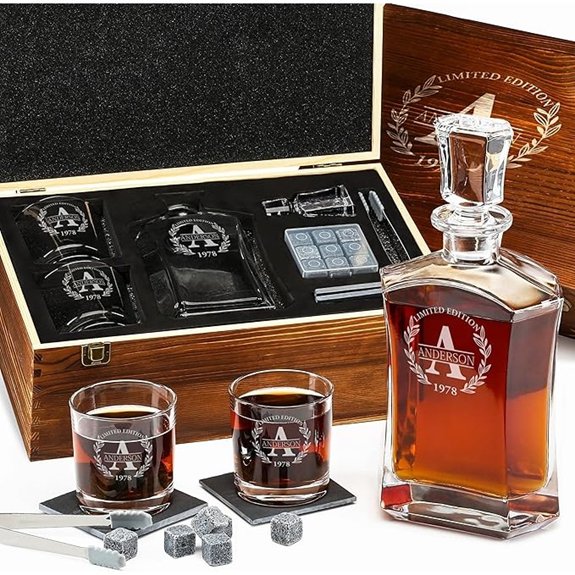 Personalized Whiskey Decanter and Stones Set Gift