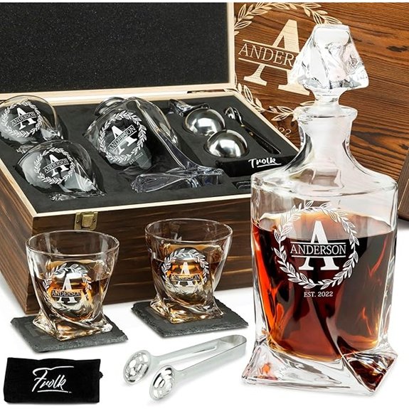 Personalized Whiskey Decanter and Stones Set