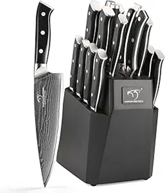 NANFANG BROTHERS 18-Piece Damascus Kitchen Knife Set