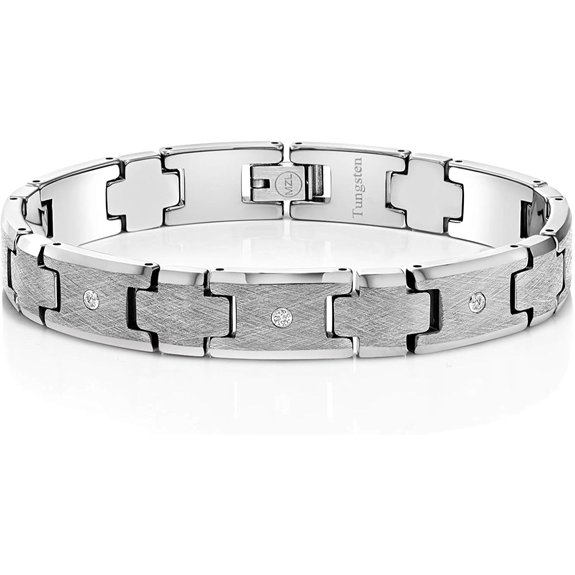 Gem Stone King Tungsten Carbide Bracelet with Diamonds