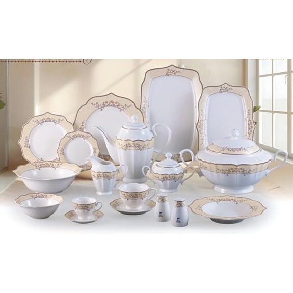 66-Piece Elegant China Dinnerware Set with Teapot
