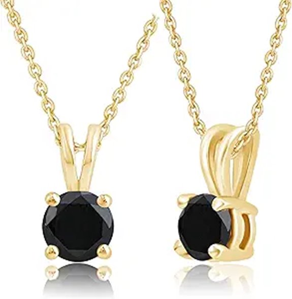 DEWBERRY Black Diamond Solitaire Pendant Necklace