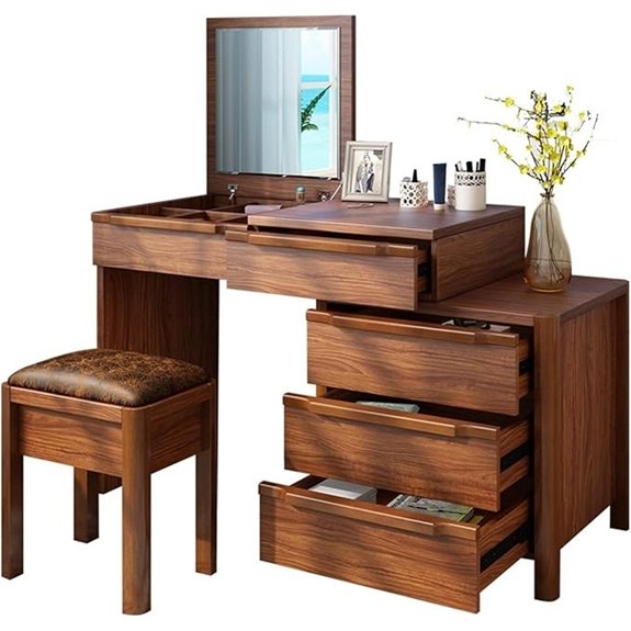 Vanity Dressing Desk with Flip Mirror and Drawers