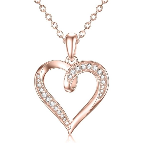 14k Solid Gold Moissanite Heart Pendant Necklace