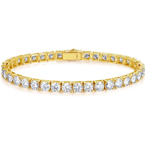 Moissanite Tennis Bracelet Yellow Gold Plated Jewelry