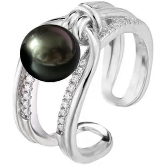 Tahitian Black Pearl Ring for Women Gifts