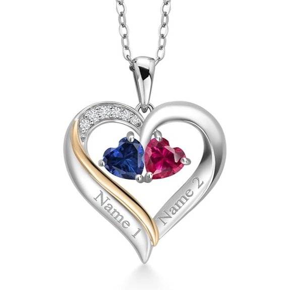 2-Heart Name Engraved Pendant Necklace for Women