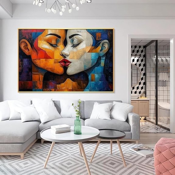 Lesbian Couple Canvas Wall Art (Gold Framed)