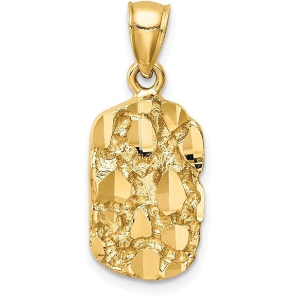 Men's 14k Yellow Gold Nugget Pendant Fine Jewelry For Men Gifts For Him