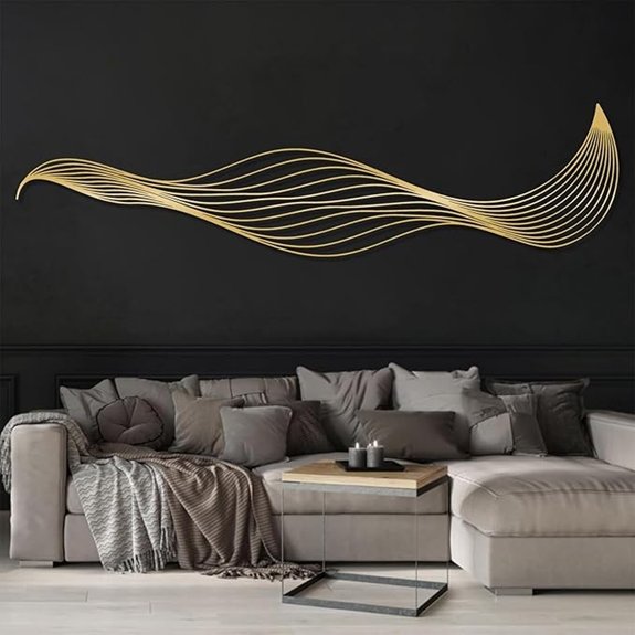 Abstract Lines Metal Wall Art Decoration (Gold)