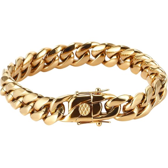 18k Gold Cuban Chain Bracelet with Diamond Buckle