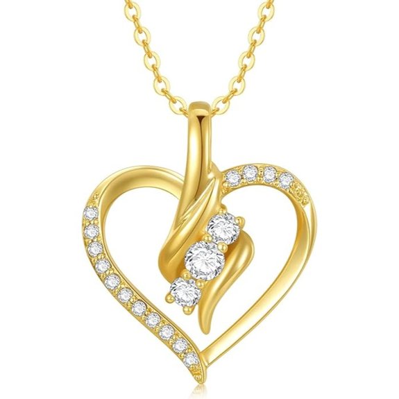 SISGEM 14K Gold Heart Necklace for Women