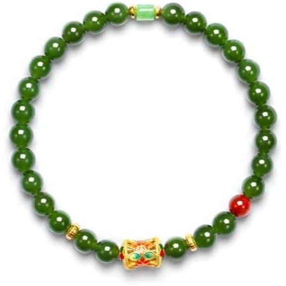 14k Gold Hetian Jade Bracelet with Amber Beads