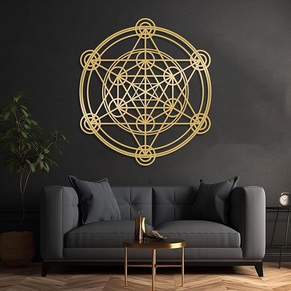 Metatron Cube Metal Wall Art (Gold 39x44)