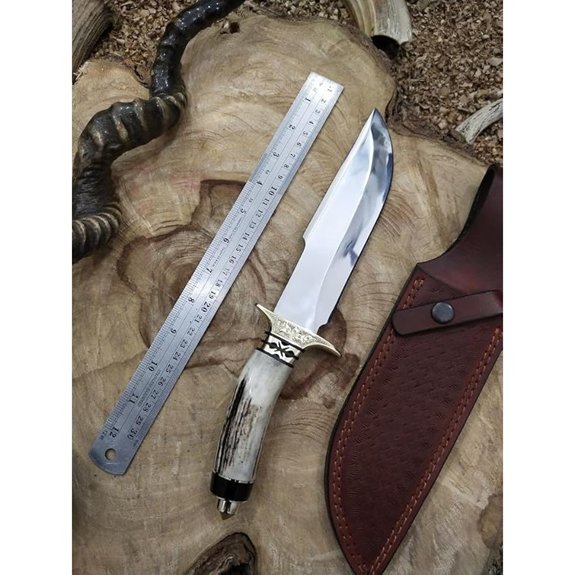 Custom Handmade D2 Steel Stag Antler Bowie Knife