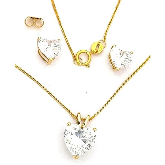 3.5ct Heart Luxury Diamond Earrings and Necklace Set