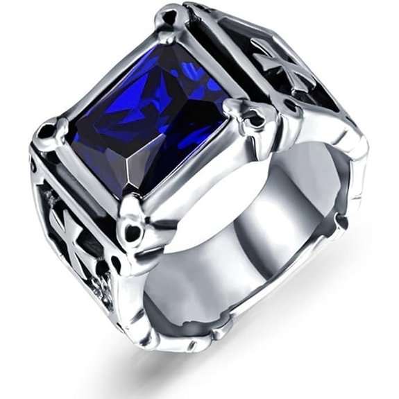 WSX Solid Gold Men's Ring with Created Ruby/Sapphire/Emerald