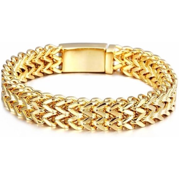 18k Gold Men's 12MM Punk Style Mesh Bracelet