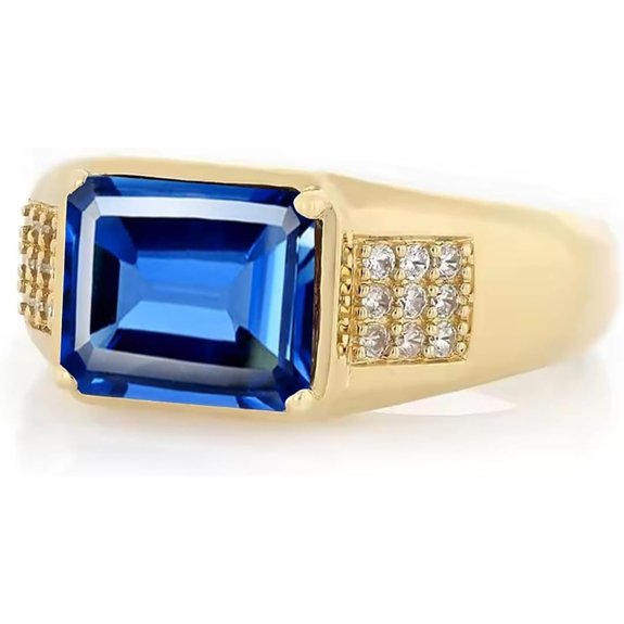Emerald Cut Gemstone Ring for Men in Real Gold