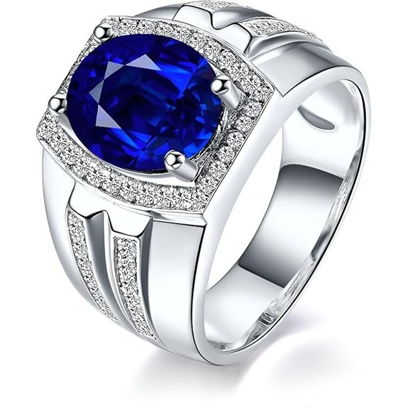 WSX Gold Men's Oval Cut Gemstone Ring