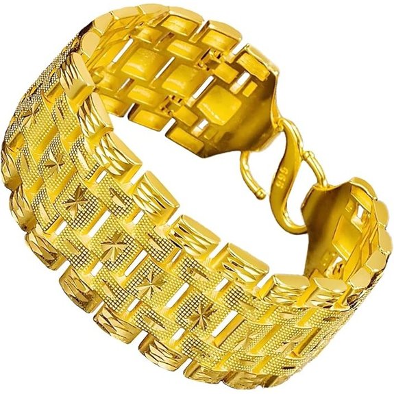 24k Pure Gold Wide Face Men's Bracelet