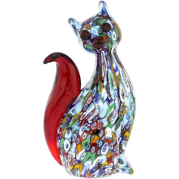 Glass Of Venice Murano Glass Millefiori Cat Sculpture