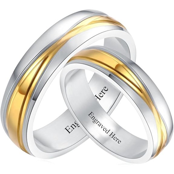 DIYA Personalized Moissanite Wedding Band Set for Couples