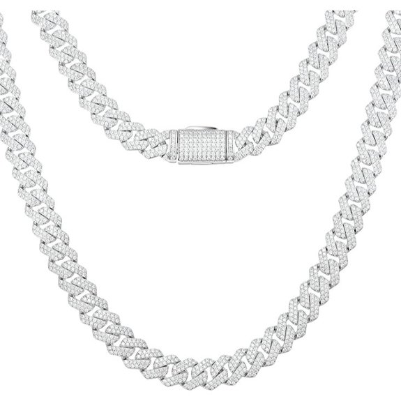 Moissanite Cuban Link Chain Necklace for Men Women